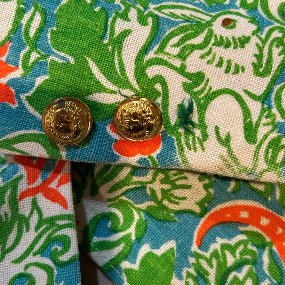 Vintage Lilly Pulitzer Mens Stuff Jungle Print Blazer Jacket Rabbit Tiger Sz 44 - Picture 14 of 15